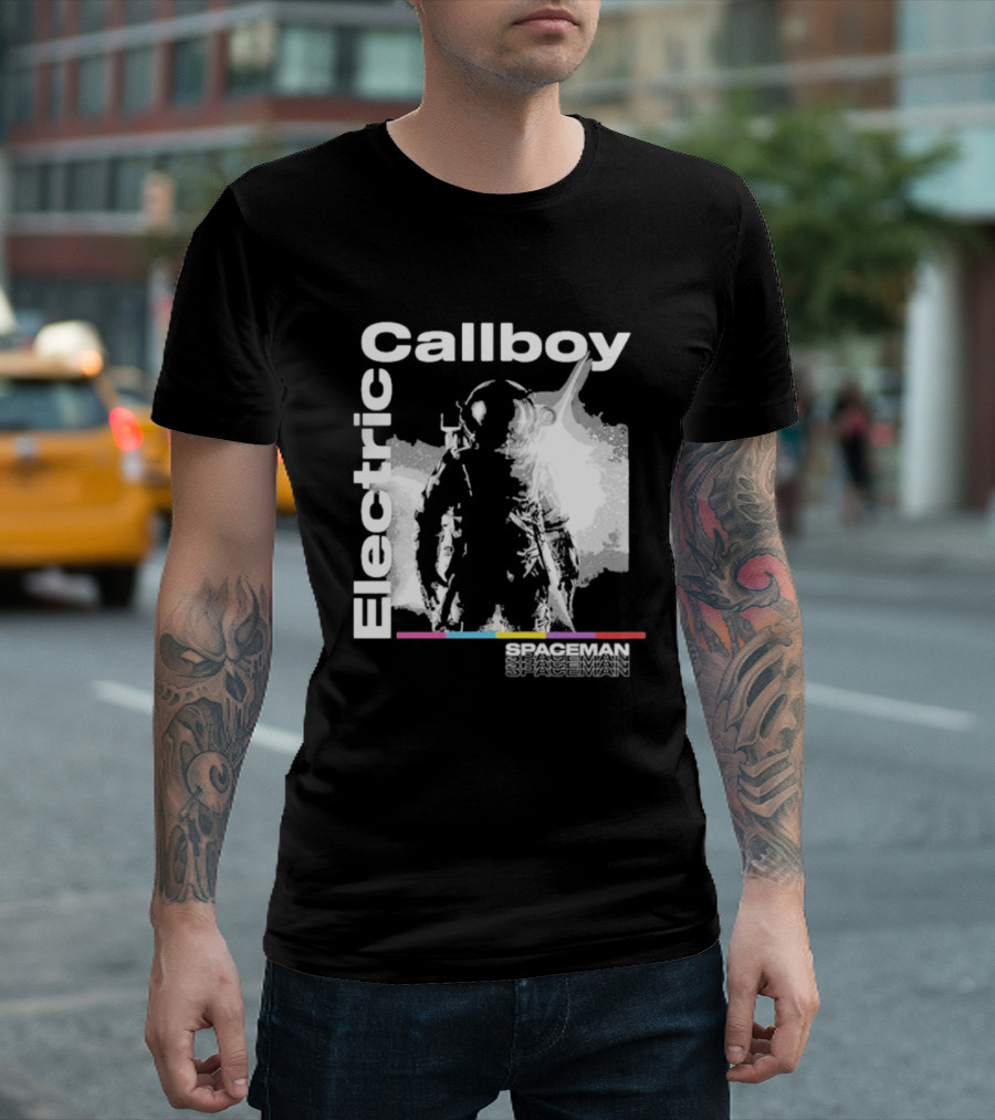 Electric Callboy Spaceman Cover Rainbow Text Starman Silhouette T-Shirt