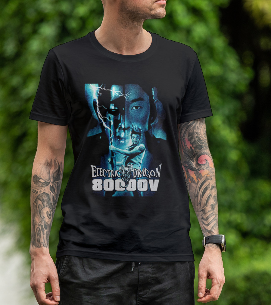 Electric Dragon 80,000 V Lightning Samurai Face Montage T-Shirt