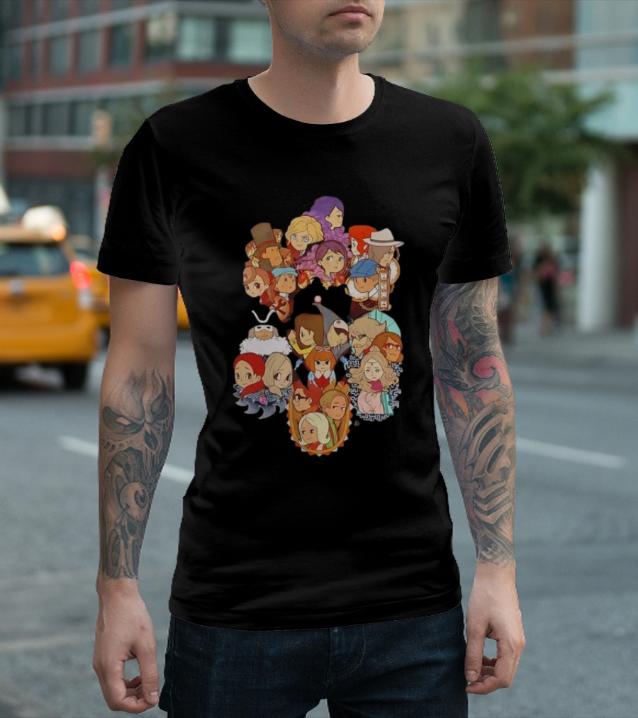 Professor Layton Every Puzzle Has An Answer With Iconic Character Collage T-Shirt