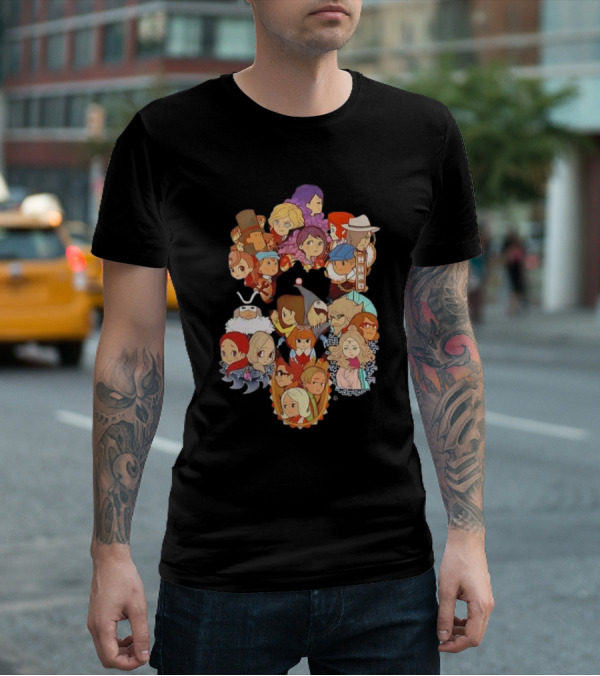 Professor Layton Every Puzzle Has An Answer With Iconic Character Collage T-Shirt