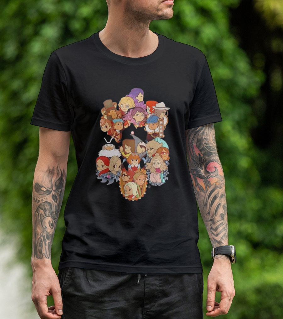 Professor Layton Every Puzzle Has An Answer With Iconic Character Collage T-Shirt
