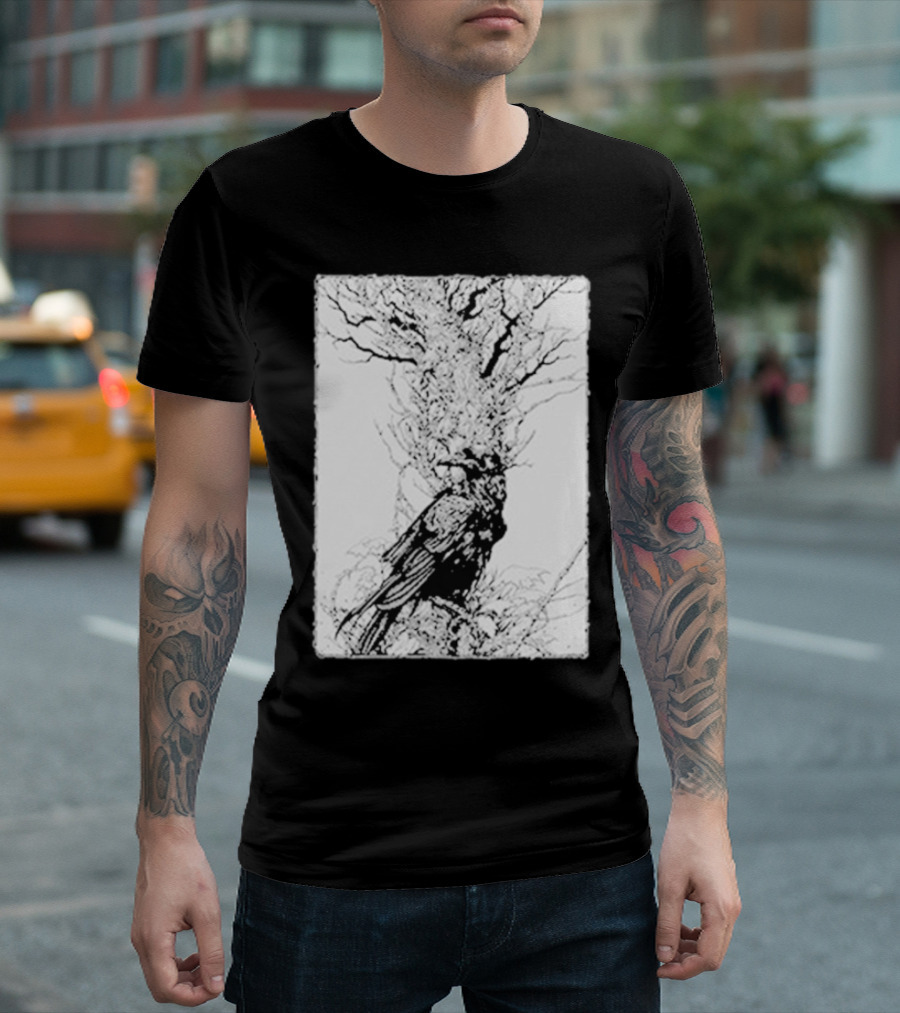 Fajar Allanda Raven Crow Art by Fajar Aeon Tree Illustration T-Shirt
