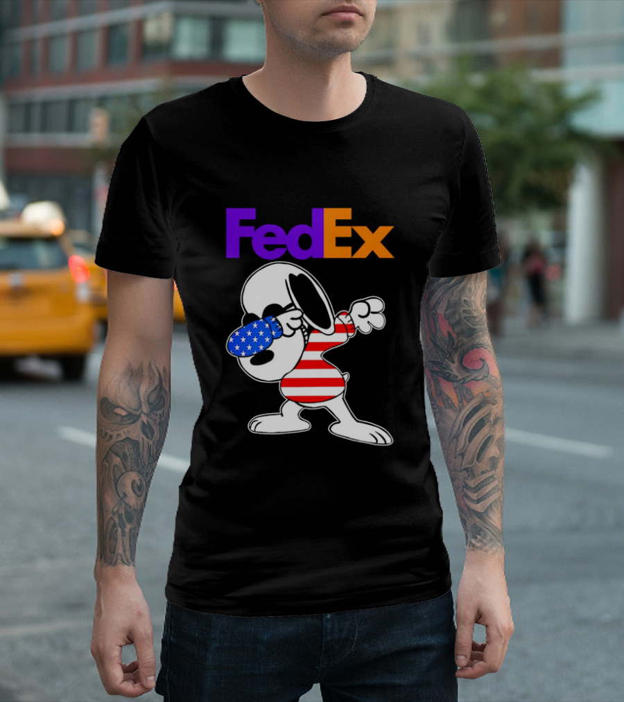 FedEx Snoopy Dabbing American Flag Icon T-Shirt