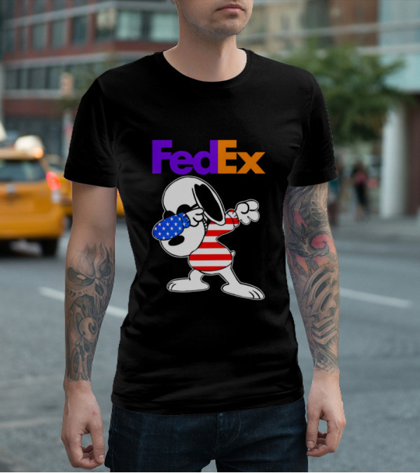FedEx Snoopy Dabbing American Flag Icon T-Shirt