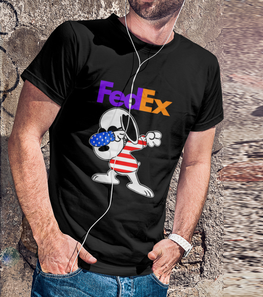 FedEx Snoopy Dabbing American Flag Icon T-Shirt