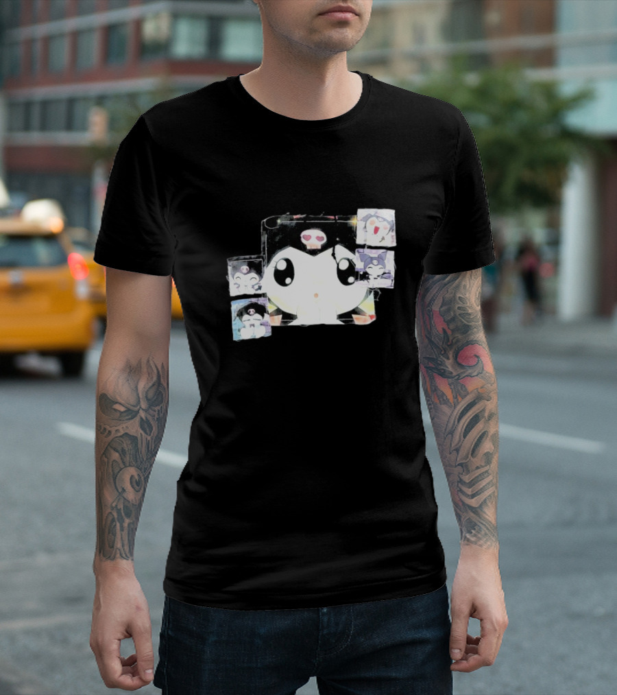 Kuromi Patchwork Ghost Supply Cute Character Collage T-Shirt