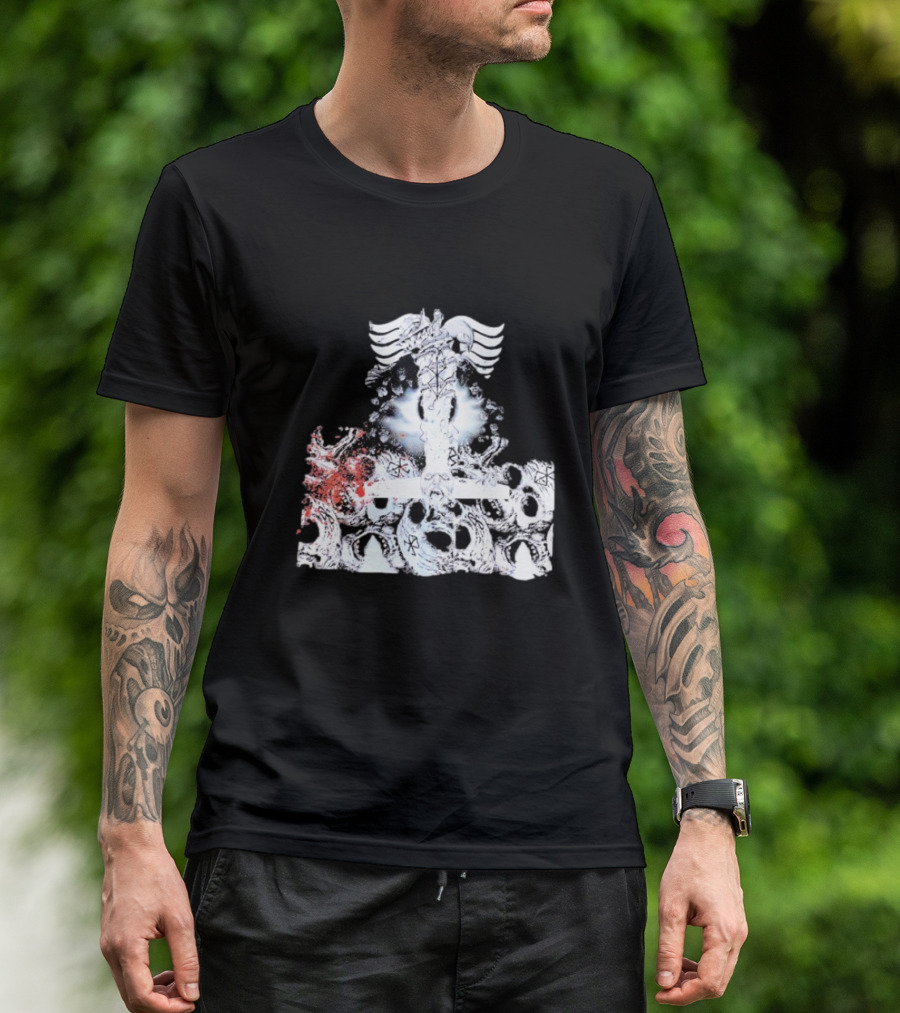 Ghost Supply Rare Rivalry Nordic Inspired Winged Cross And Serpent Motif T-Shirt