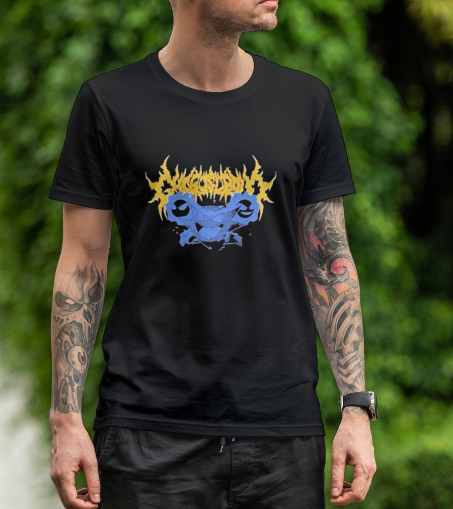 Ghost Supply Unknowns Text Striking Yellow Flames Blue Skull Graphic T-Shirt