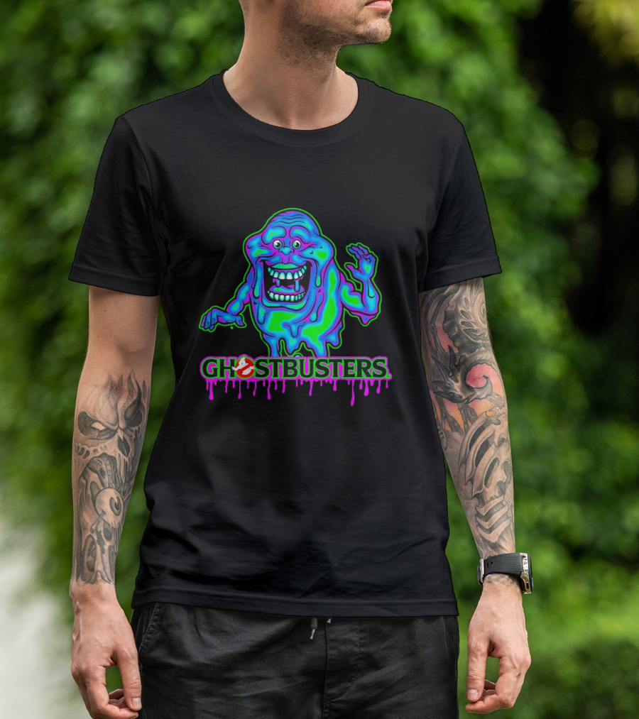 Ghostbusters Slimer Neon Little Spud Cartoon Ooze Glow T-Shirt