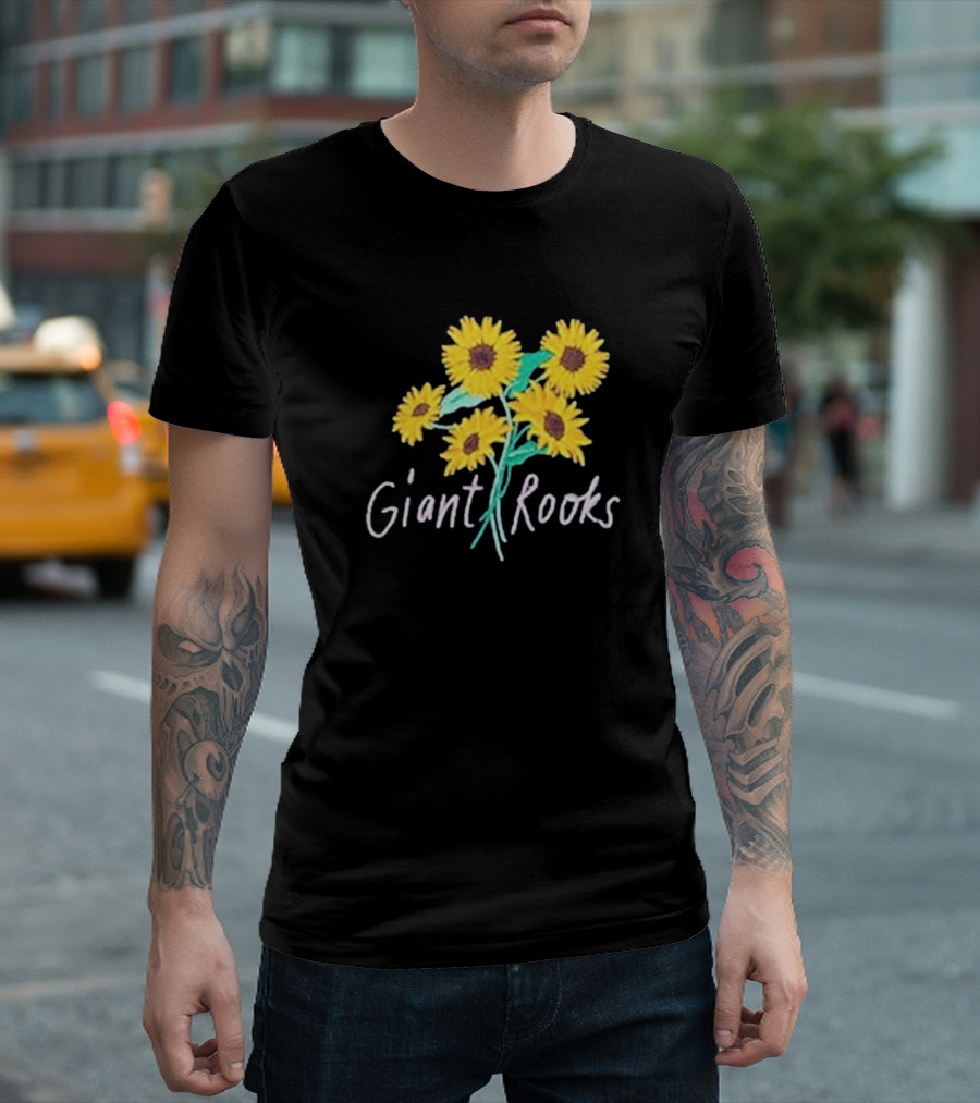 Giant Rooks Sunflower Bouquet Pink Skies T-Shirt