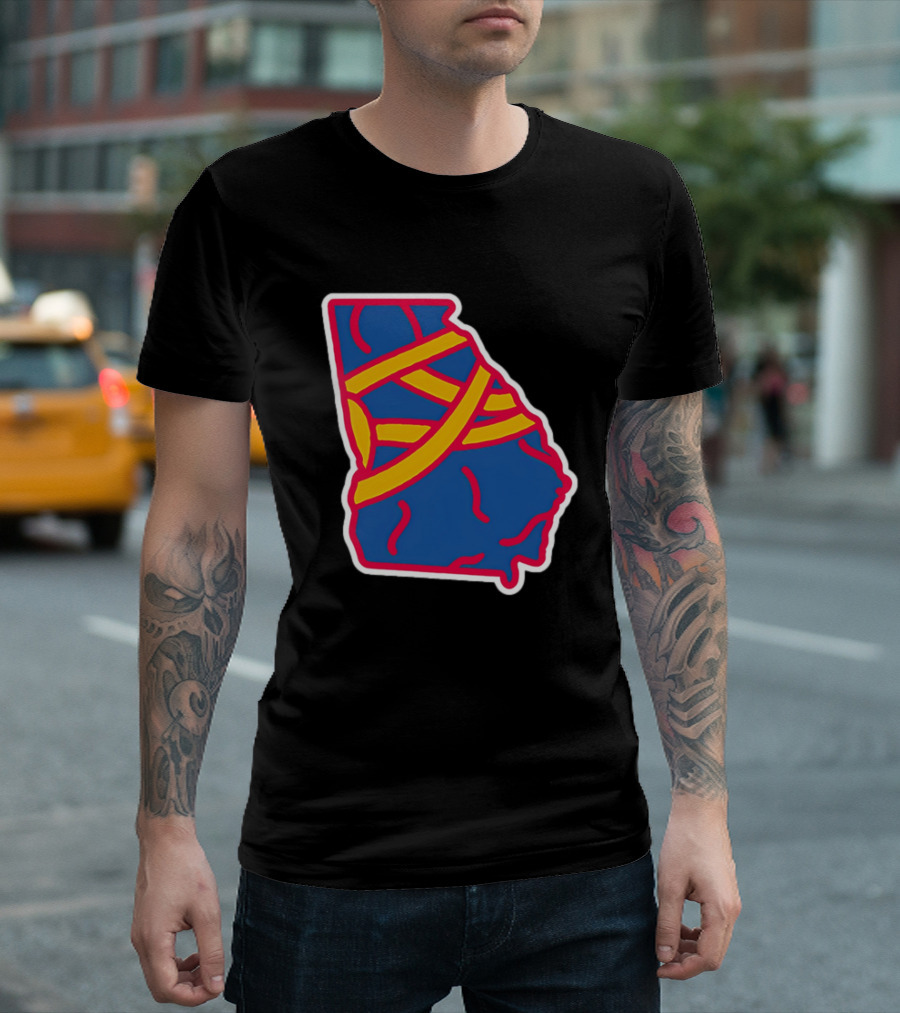 Friday Red State Stripe Atlanta Baseball Georgia Map T-Shirt