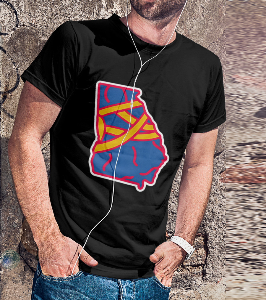 Friday Red State Stripe Atlanta Baseball Georgia Map T-Shirt