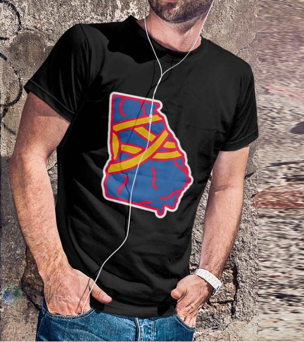 Friday Red State Stripe Atlanta Baseball Georgia Map T-Shirt