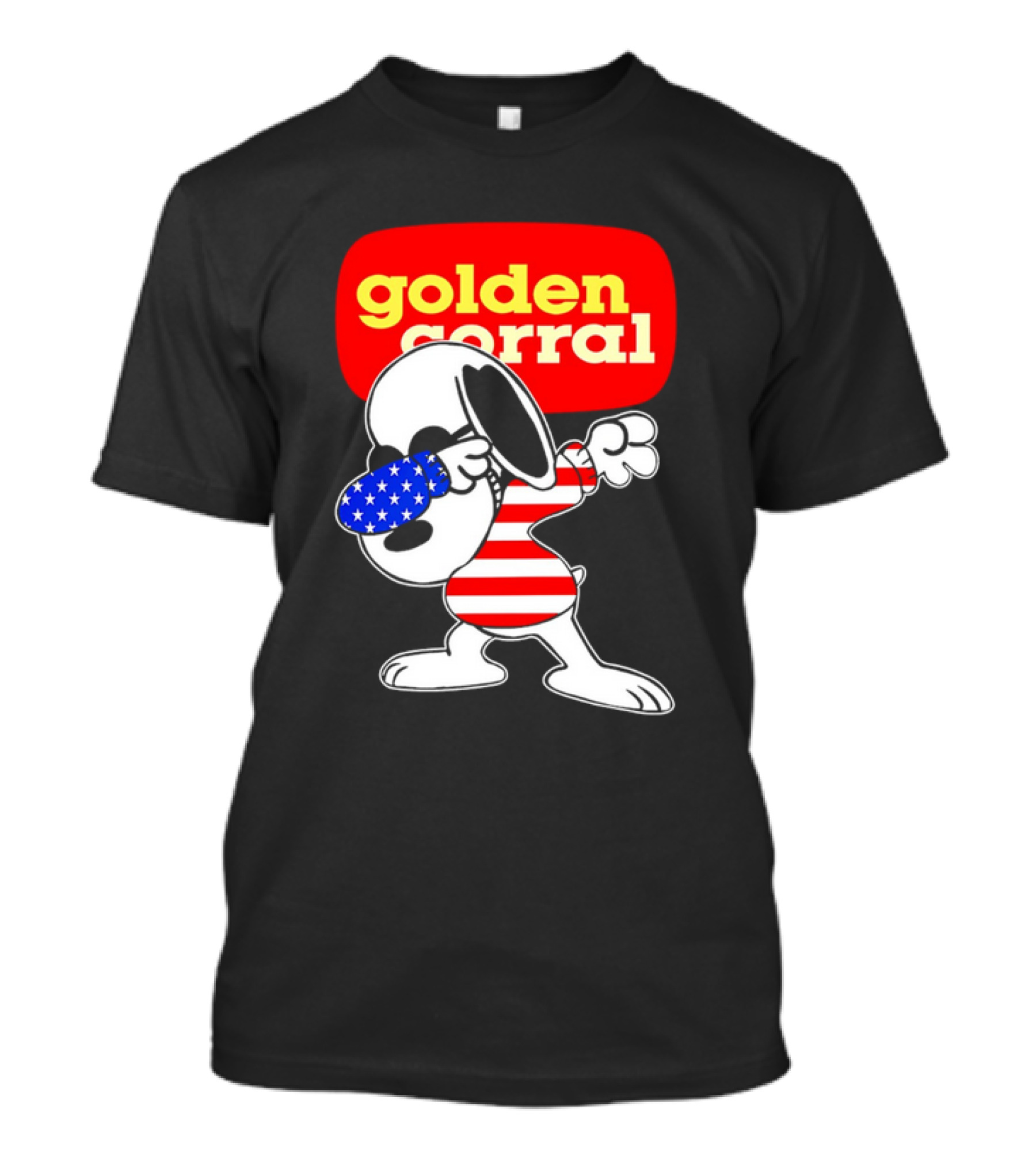 Golden Corral Snoopy Dabbing In American Flag Colors T-Shirt
