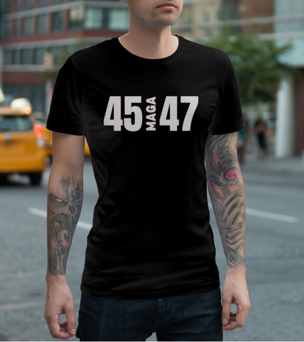 45 MAGA 47 White Bold Text Minimalist T-Shirt