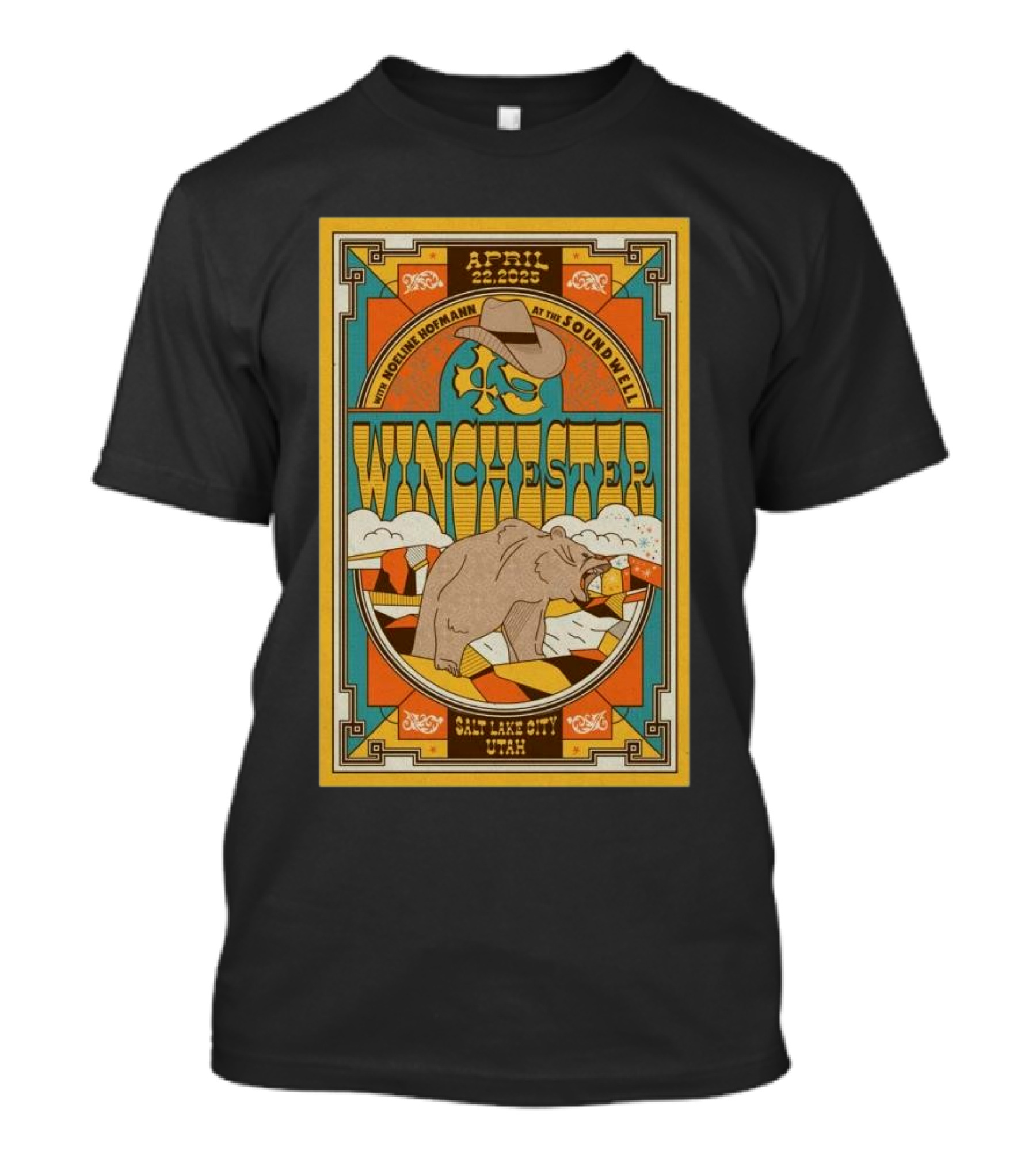 April 22 2025 Winchester Soundwell Concert Salt Lake City Utah With Noel McHoffmann Bear And Cowboy Hat T-Shirt