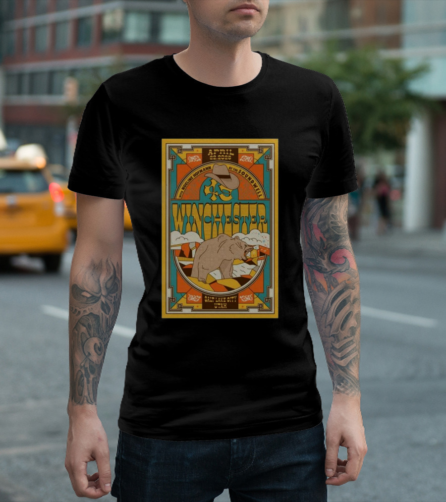 April 22 2025 Winchester Soundwell Concert Salt Lake City Utah With Noel McHoffmann Bear And Cowboy Hat T-Shirt