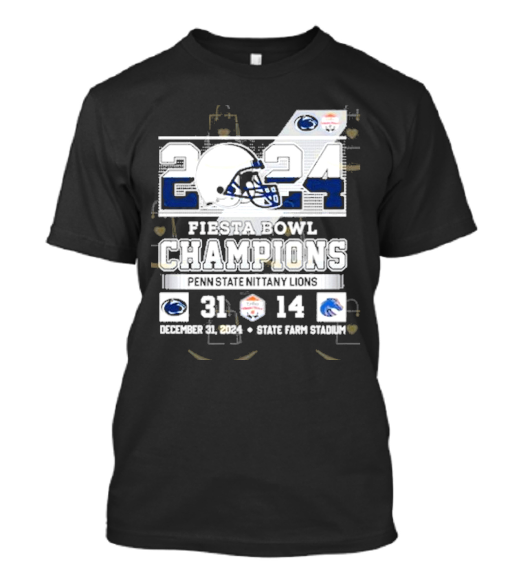 2024 Fiesta Bowl Champions Penn State Nittany Lions December 31 2024 35-14 Boise State Broncos T-Shirt