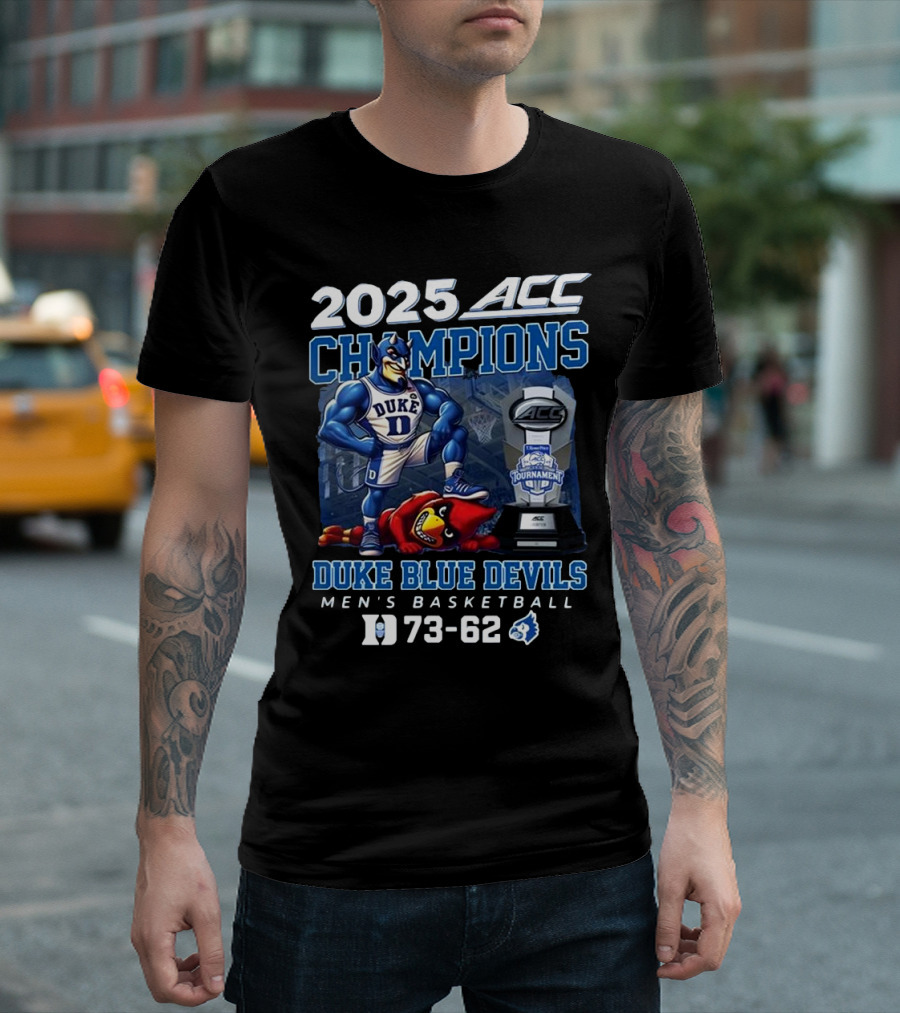 2025 ACC Champions Duke Blue Devils 73-62 Men's Basketball Tournament T-Shirt