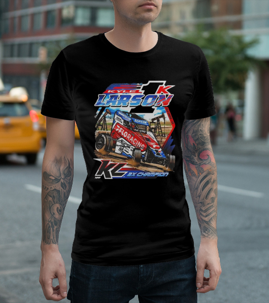 2025 Chili Bowl Pole Dash Kyle Larson FloRacing 2X Champion T-Shirt