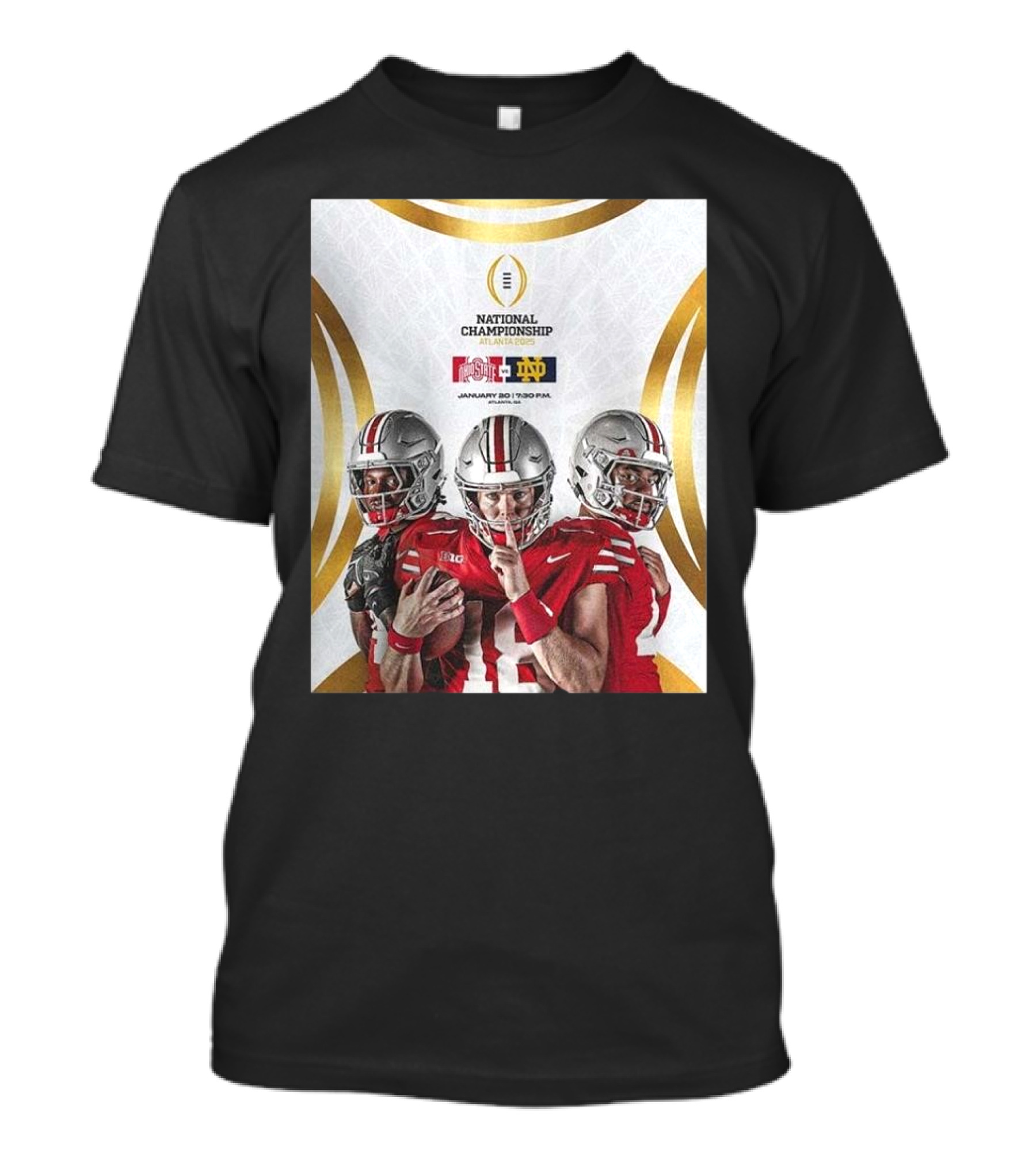 National Championship Game 2025 Ohio State Buckeyes Vs Notre Dame Fighting Irish Atlanta January 20 T-Shirt