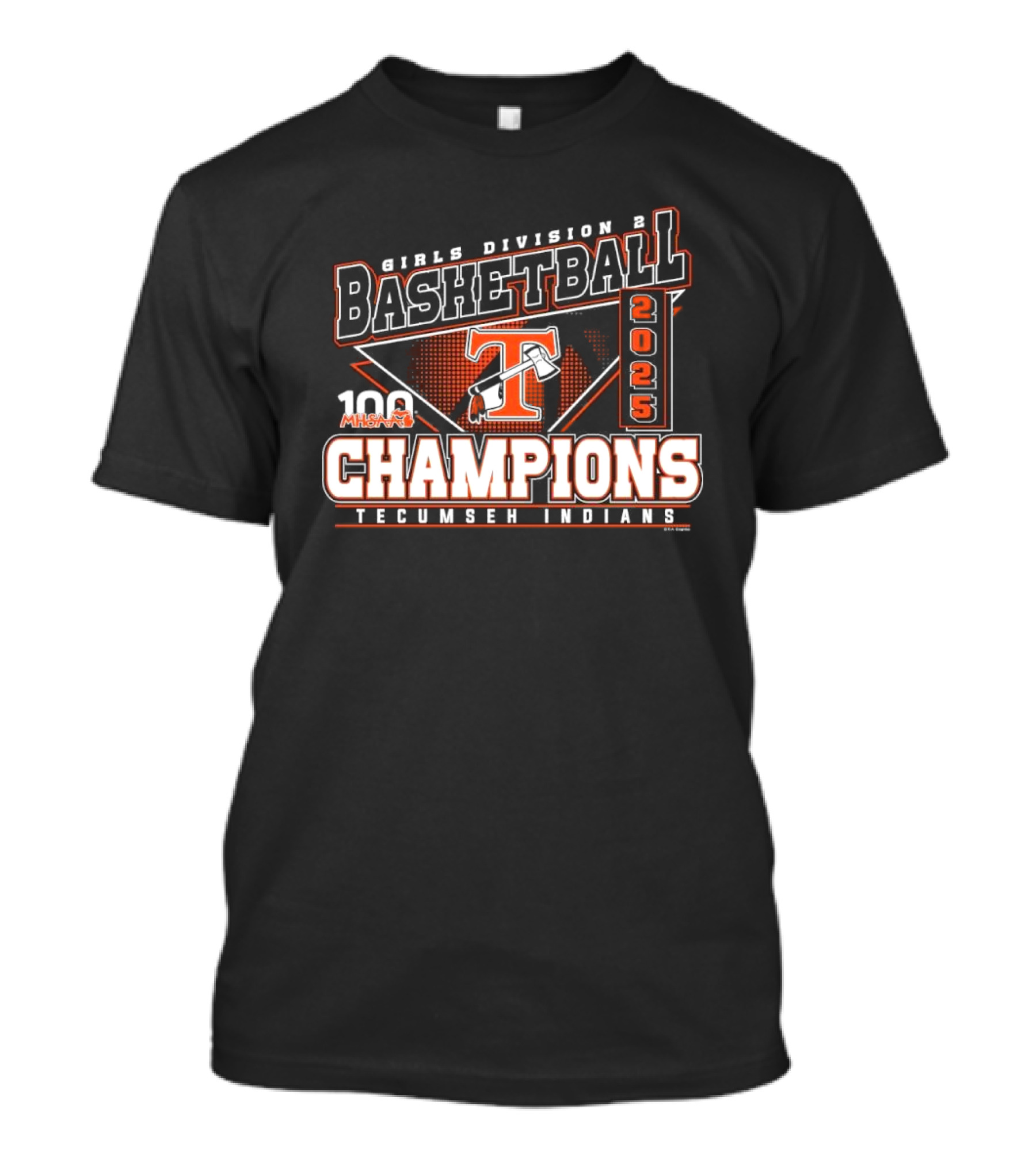 2025 MHSAA Girls Basketball Division 2 Champions Tecumseh Indians T-Shirt
