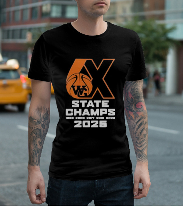 6X WG State Champs 2025 With Basketball Graphic T-Shirt