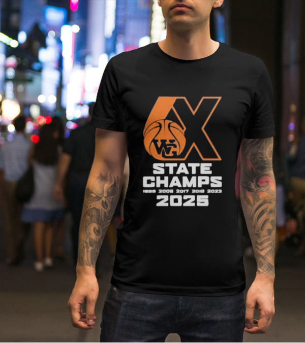 6X WG State Champs 2025 With Basketball Graphic T-Shirt