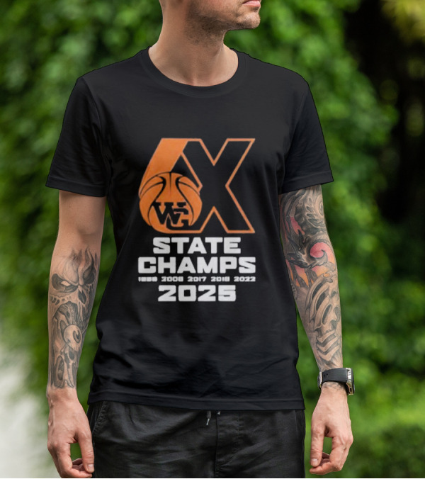 6X WG State Champs 2025 With Basketball Graphic T-Shirt