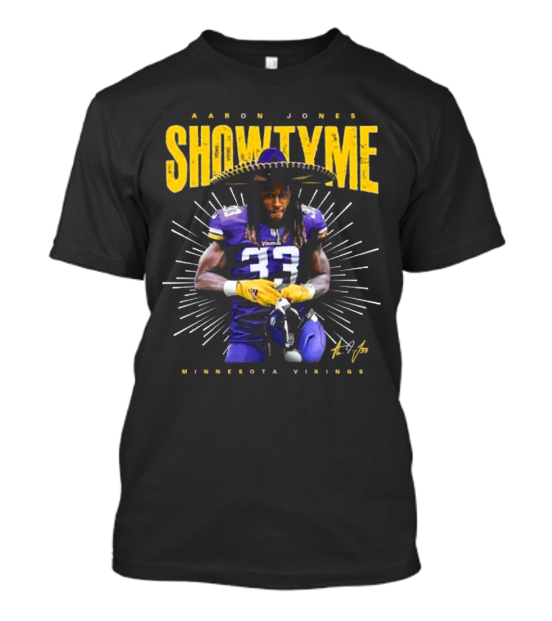 Aaron Jones Showtyme 33 Minnesota Vikings Signature T-Shirt