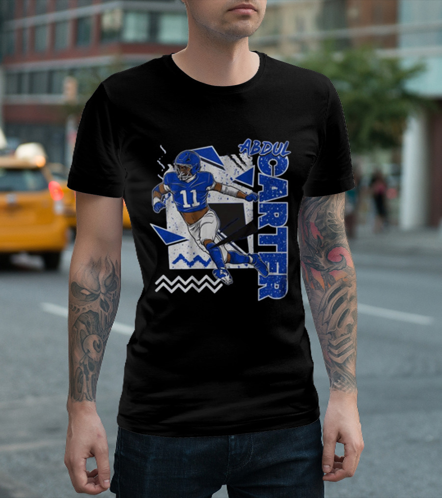 Abdul Carter New York 90s Style Blue Football 11 Retro Athletic Look T-Shirt