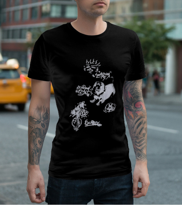 Aelfric Eden Graffiti Dog Flower Crown Art Doodle T-Shirt