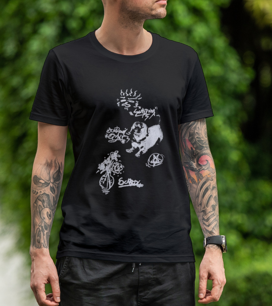 Aelfric Eden Graffiti Dog Flower Crown Art Doodle T-Shirt