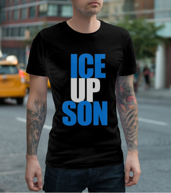 Albert Breer Ice Up Son Bold Blue And White Text T-Shirt