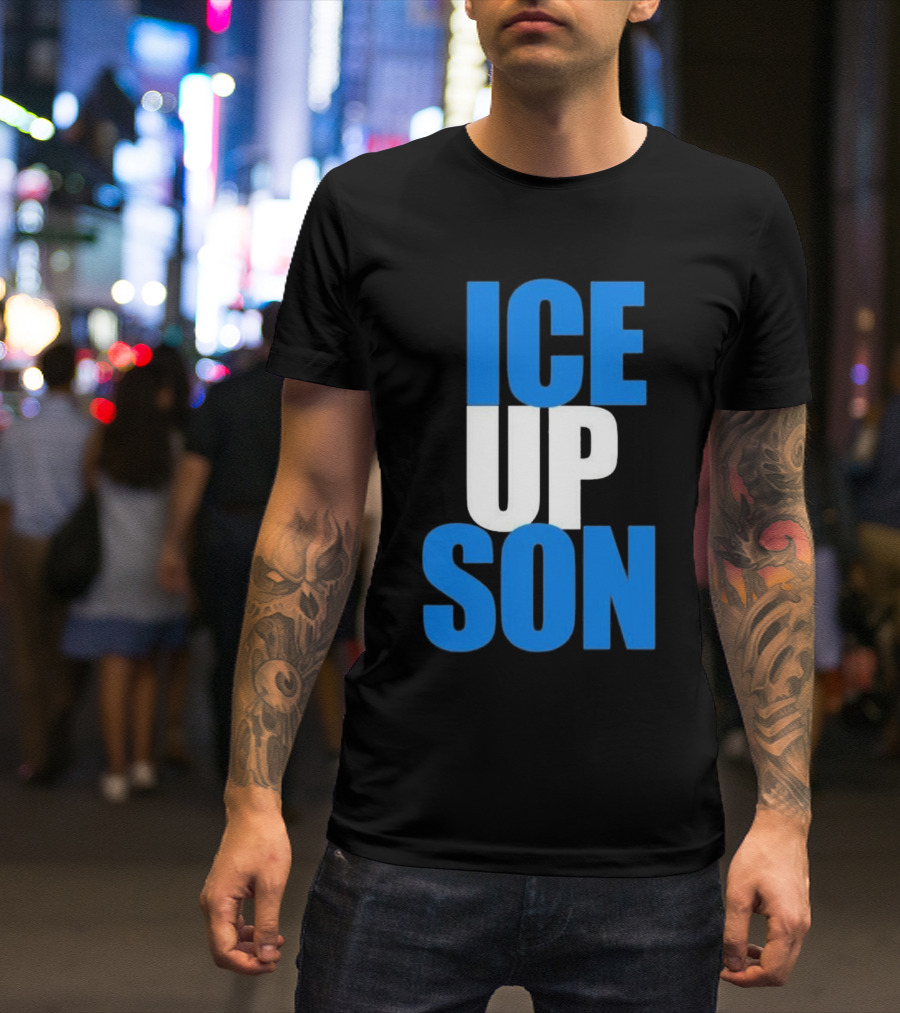Albert Breer Ice Up Son Bold Blue And White Text T-Shirt