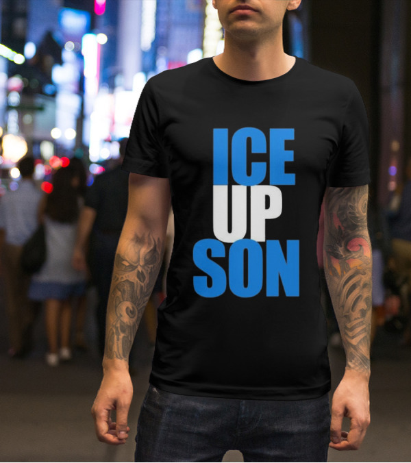 Albert Breer Ice Up Son Bold Blue And White Text T-Shirt