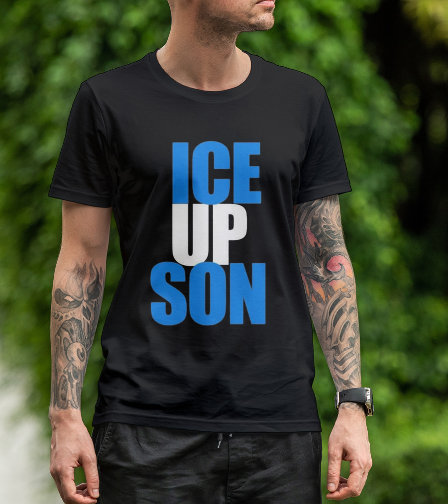Albert Breer Ice Up Son Bold Blue And White Text T-Shirt