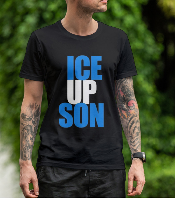 Albert Breer Ice Up Son Bold Blue And White Text T-Shirt