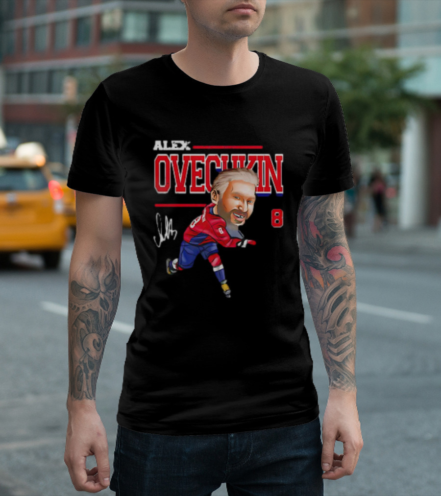 Alex Ovechkin Washington Capitals NHL Vintage Cartoon Signature 8 T-Shirt