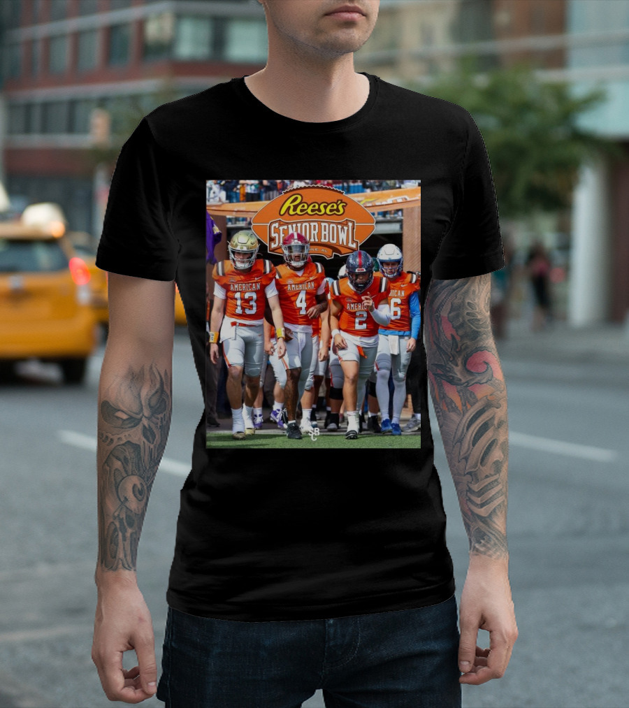 American Team Reese’s Senior Bowl Mobile AL Riley Leonard Jalen Milroe Jaxson Dart Seth Henigan College Football T-Shirt