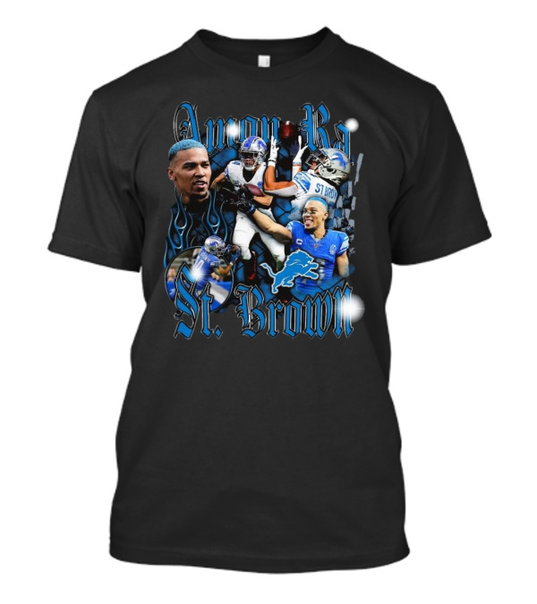 Amon Ra St. Brown Detroit Lions NFL Football Player Dynamic Collage T-Shirt
