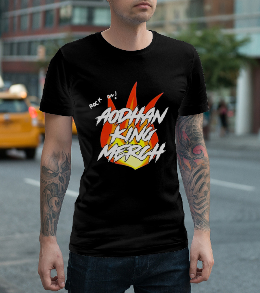 Aodhan King Rock On Flames Merch T-Shirt
