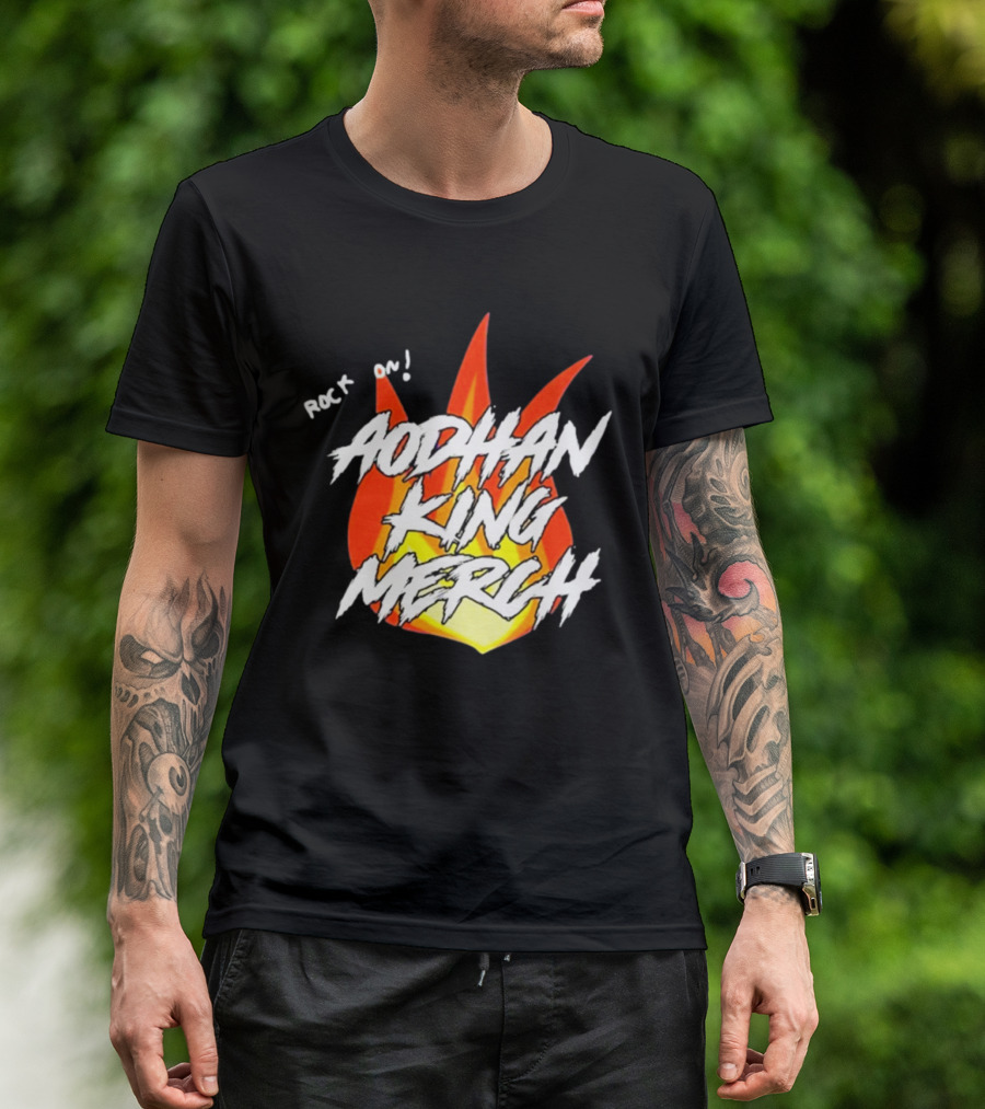 Aodhan King Rock On Flames Merch T-Shirt