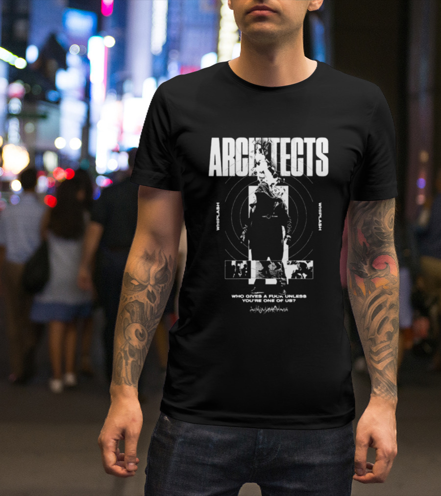 Architects Whiplash Flame Target Circles And Who Cries A Flame Fades You’re One Of Us Text T-Shirt