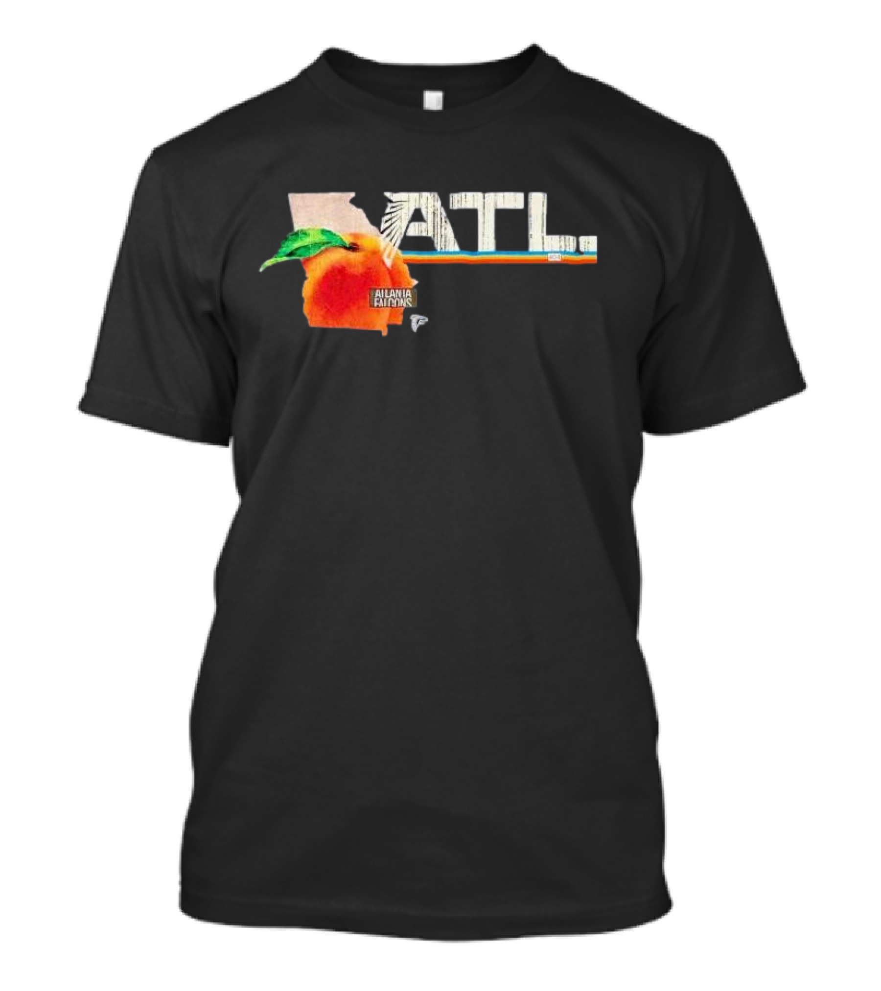 ATL Atlanta Falcons 2025 NFL Draft Peach Georgia Map Icon T-Shirt