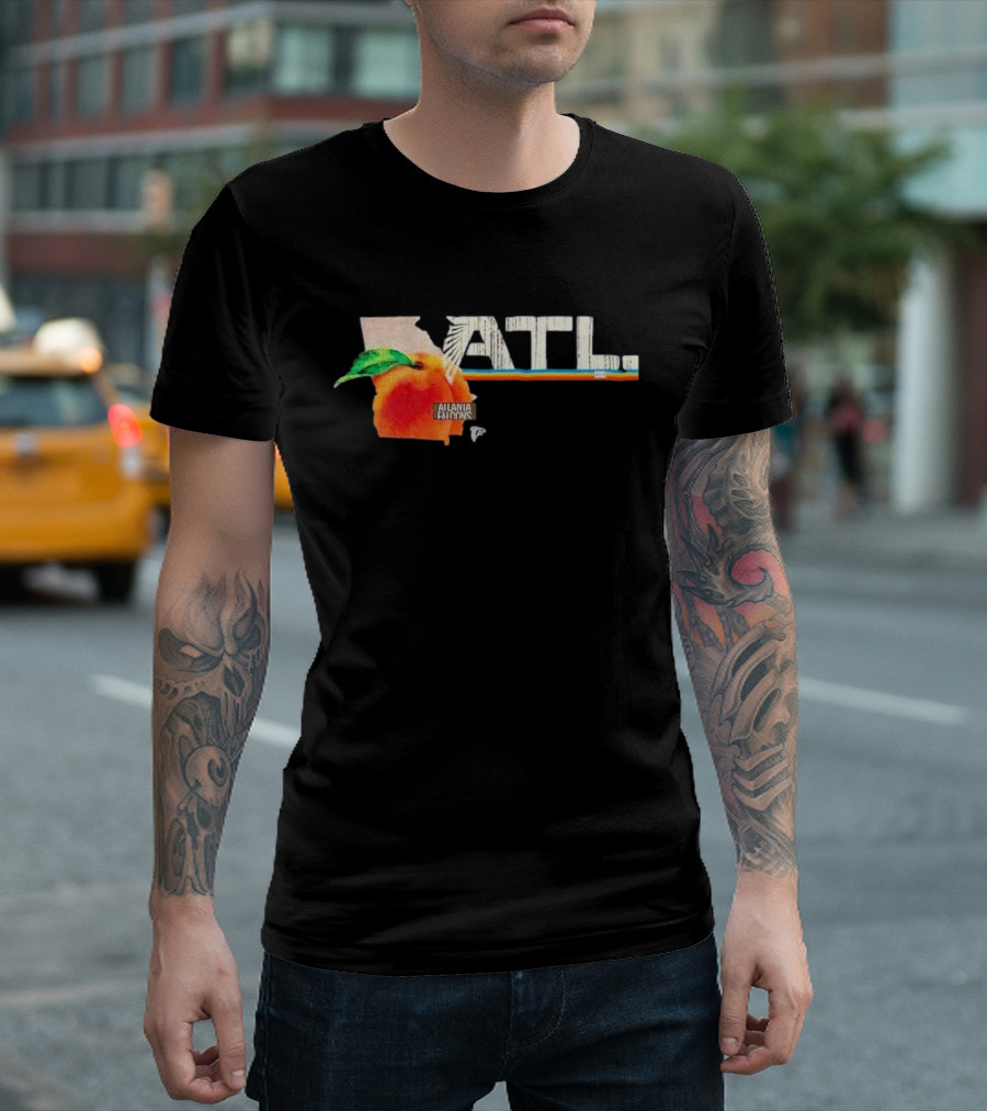 ATL Atlanta Falcons 2025 NFL Draft Peach Georgia Map Icon T-Shirt