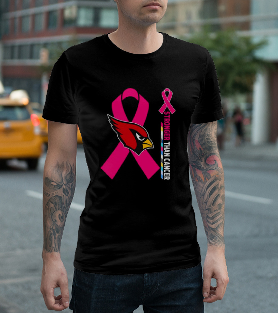 Arizona Cardinals Stronger Than Cancer Awareness Pink Ribbon T-Shirt