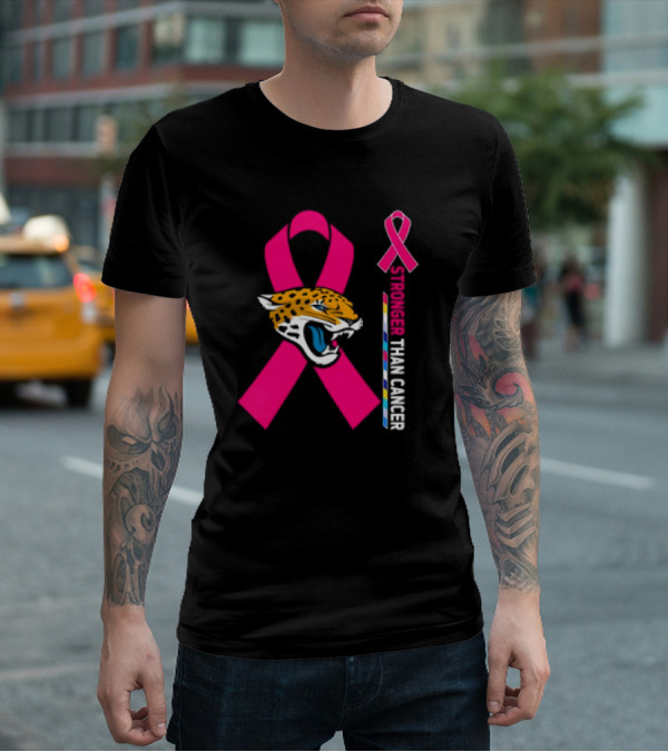 Awareness Stronger Than Cancer Pink Ribbon Jacksonville Jaguars T-Shirt
