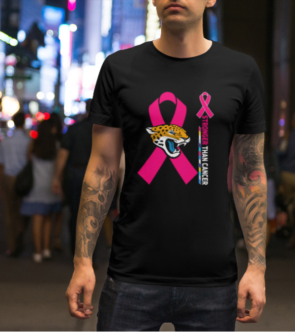 Awareness Stronger Than Cancer Pink Ribbon Jacksonville Jaguars T-Shirt