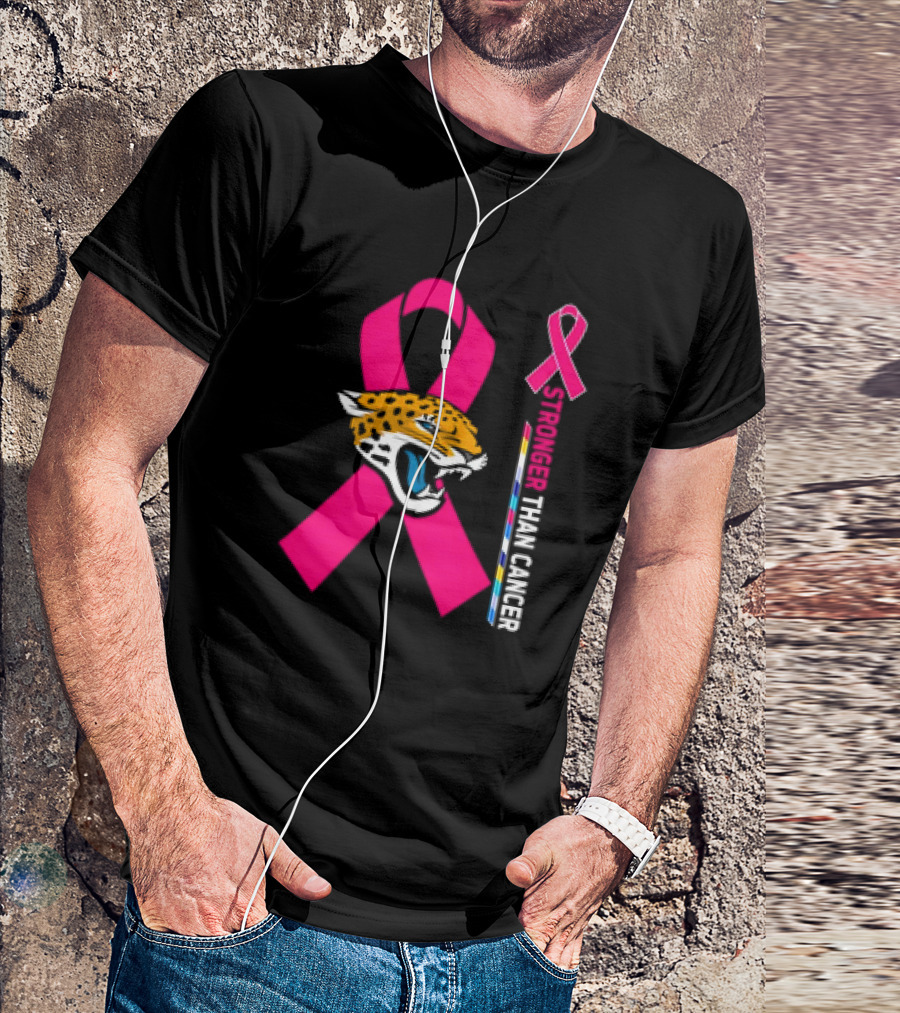 Awareness Stronger Than Cancer Pink Ribbon Jacksonville Jaguars T-Shirt